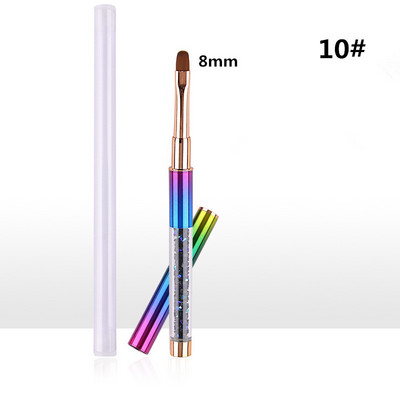 15 Style Art Nails Šepetėlio rašiklis Kalnų krištolinio akmens metalo akrilo rankenos pamušalas nukreipiantis ventiliatoriaus dizainas Krištolinė tapyba piešimo skulptūra rašiklis