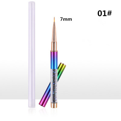 15 Style Art Nails Šepetėlio rašiklis Kalnų krištolinio akmens metalo akrilo rankenos pamušalas nukreipiantis ventiliatoriaus dizainas Krištolinė tapyba piešimo skulptūra rašiklis