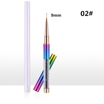 15 Style Art Nails Šepetėlio rašiklis Kalnų krištolinio akmens metalo akrilo rankenos pamušalas nukreipiantis ventiliatoriaus dizainas Krištolinė tapyba piešimo skulptūra rašiklis