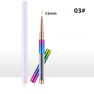 15 Style Art Nails Šepetėlio rašiklis Kalnų krištolinio akmens metalo akrilo rankenos pamušalas nukreipiantis ventiliatoriaus dizainas Krištolinė tapyba piešimo skulptūra rašiklis