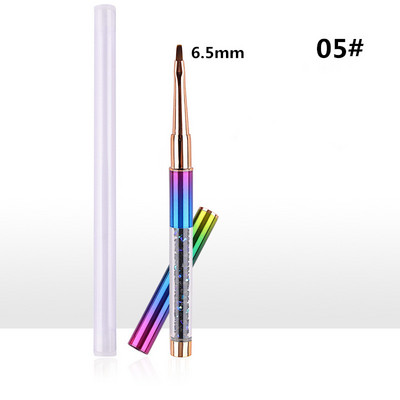 15 Style Art Nails Šepetėlio rašiklis Kalnų krištolinio akmens metalo akrilo rankenos pamušalas nukreipiantis ventiliatoriaus dizainas Krištolinė tapyba piešimo skulptūra rašiklis