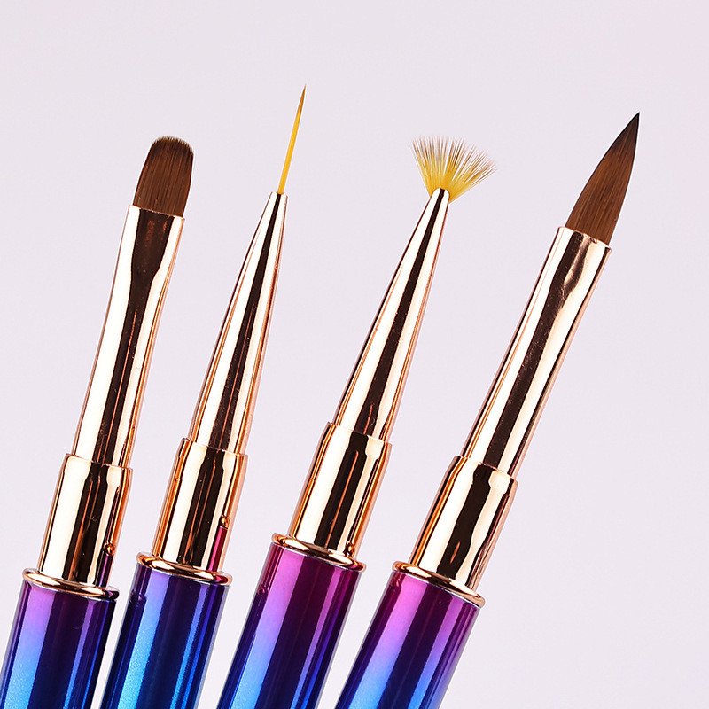 15 Style Art Nails Šepetėlio rašiklis Kalnų krištolinio akmens metalo akrilo rankenos pamušalas nukreipiantis ventiliatoriaus dizainas Krištolinė tapyba piešimo skulptūra rašiklis