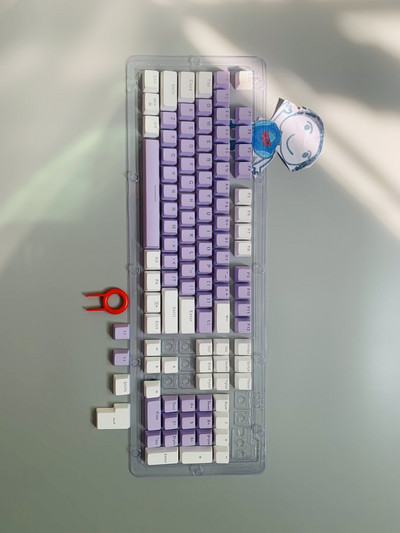 Nová sada 104 klávesov pre mechanickú klávesnicu, podsvietené dvojfarebné ABS fialovo-biele klávesy pre 61/87/104 klávesov Cherry MX