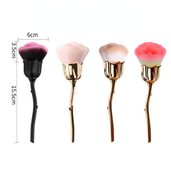 1 pc Nail Art Brush Soft Clean Dust Powder Pink Rose Flower Shape Blush Foundation Powder Make up Brushes Γυναικεία καλλυντικά Εργαλείο