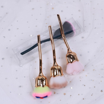 1 pc Nail Art Brush Soft Clean Dust Powder Pink Rose Flower Shape Blush Foundation Powder Make up Brushes Γυναικεία καλλυντικά Εργαλείο