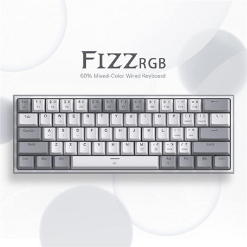 Redragon K617 Fizz 60% жична RGB игрална клавиатура 61 клавиша Компактна механична клавиатура Линеен червен превключвател за преносимо пътуване