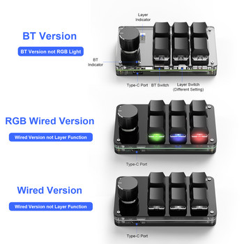 Програмиране на Macro Custom Knob Keyboard RGB 3 Key Copy Paste Mini Button Photoshop Gaming Keypad Механичен Hotswap Macropad