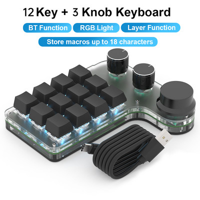 Programiranje Macro Prilagođena tipka Tipkovnica RGB 3 tipke Kopiraj Zalijepi Mini gumb Photoshop Gaming tipkovnica Mehanička Hotswap Macropad