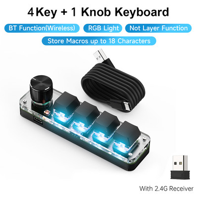 2.4G imtuvas belaidė tinkinta makro klaviatūra 12 klavišų 3 rankenėlė USB mini programinis žaidimas Photoshop Hotswap mechaninė simbolių klaviatūra