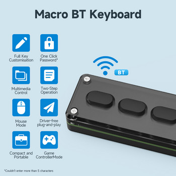 BT5.0 Безжична персонализирана макро клавиатура Геймър USB TypeC Програмируем силиконов бутон за изключване на звука 5 клавиша Клавиатури