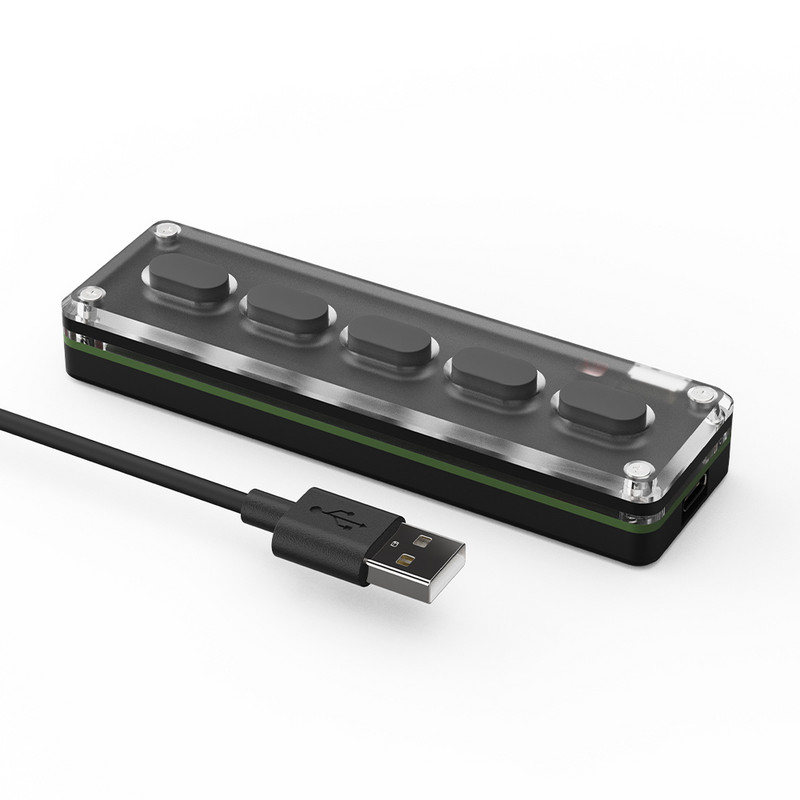 BT5.0 belaidė tinkinta makro klaviatūra, USB TypeC programuojamas silikoninis nutildymo mygtukas, 5 klavišų klaviatūros