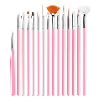 15 τμχ/Σετ Βούρτσα νυχιών Ombre Brushes UV Gel Βερνίκι νυχιών Πινέλο Ζωγραφική Σχέδιο Σετ στυλό σκάλισμα για μανικιούρ Εργαλεία σχεδίασης DIY