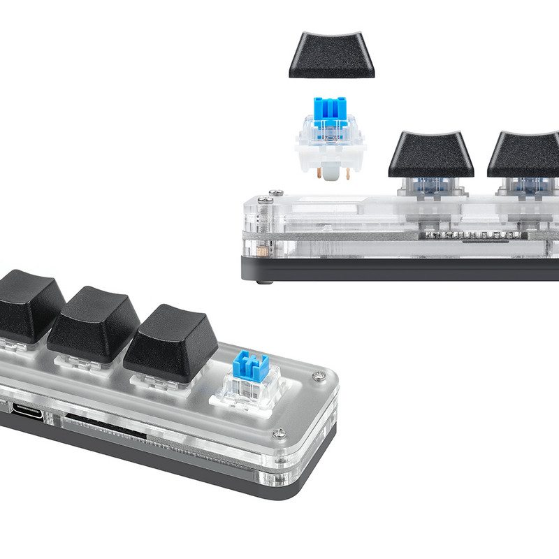 „Macropad“ makromechaninė klaviatūra RGB mini žaidimų tinkintos programavimo rankenėlės klaviatūros raudonos spalvos jungiklis 3 4 klavišai, skirti „Photoshop“