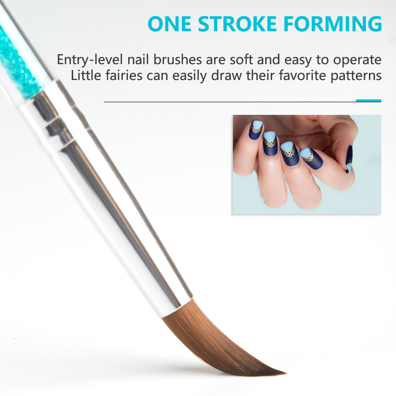 6 vnt / rinkinys Nailono plaukų nagų šepetėlis mėlynas kalnų krištolas, rankena Kolinsky akrilinis šepetėlis rašiklis nagų gelis statybininkas raižyti taškelius piešimo įrankiai