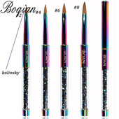 BQAN Rainbow 2#4#6#8# Grynas Kolinsky Nail Acrylic Brush Manikiūro priauginimo rašiklis nagų lako dažymui piešimo šepetėlis