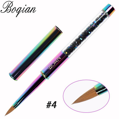 BQAN Rainbow 2#4#6#8# Grynas Kolinsky Nail Acrylic Brush Manikiūro priauginimo rašiklis nagų lako dažymui piešimo šepetėlis