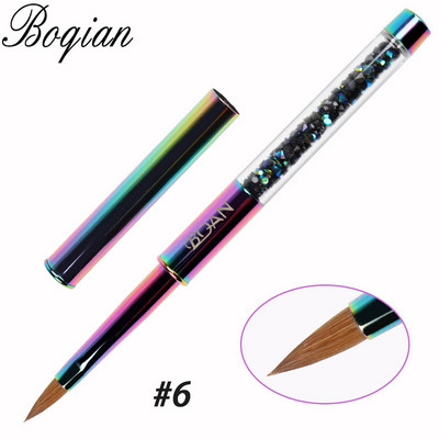 BQAN Rainbow 2#4#6#8# Grynas Kolinsky Nail Acrylic Brush Manikiūro priauginimo rašiklis nagų lako dažymui piešimo šepetėlis