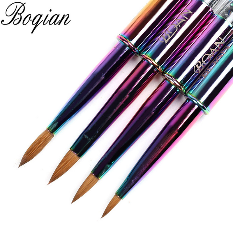 BQAN Rainbow 2#4#6#8# Grynas Kolinsky Nail Acrylic Brush Manikiūro priauginimo rašiklis nagų lako dažymui piešimo šepetėlis