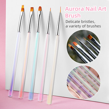 5 Χρώματα Aurora Translucent Ζωγραφική Νυχιών Flower Carving UV Gel Extension Liner Σχέδιο Ακρυλικό στυλό γαλλικού ρίγε