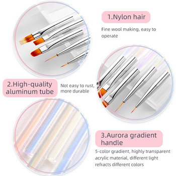 5 Χρώματα Aurora Translucent Ζωγραφική Νυχιών Flower Carving UV Gel Extension Liner Σχέδιο Ακρυλικό στυλό γαλλικού ρίγε