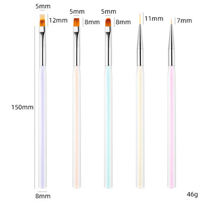 5 spalvų Aurora permatomas nagų dažymas gėlių drožyba UV geliu prailginamasis įdėklas Piešimas akrilinis prancūziškas rašiklis