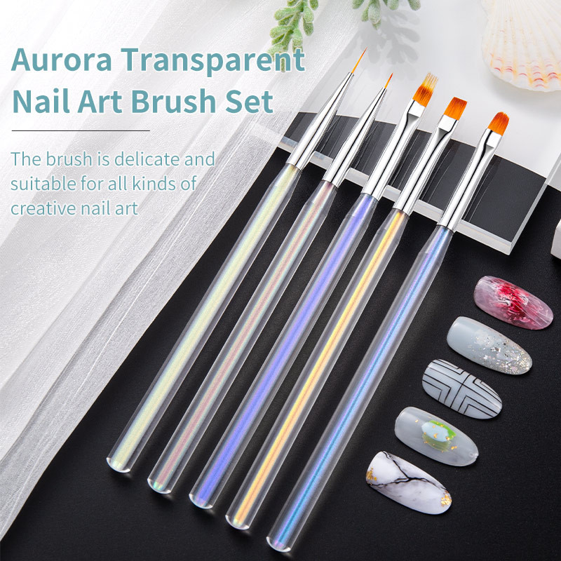 5 spalvų Aurora permatomas nagų dažymas gėlių drožyba UV geliu prailginamasis įdėklas Piešimas akrilinis prancūziškas rašiklis