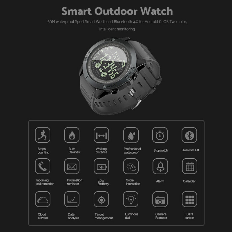 Sport Smart Watch Men Professional 5ATM Αδιάβροχη υπενθύμιση κλήσης Bluetooth Ψηφιακό ξυπνητήρι για τηλέφωνο Android