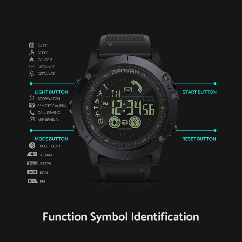 Sport Smart Watch Men Professional 5ATM Αδιάβροχη υπενθύμιση κλήσης Bluetooth Ψηφιακό ξυπνητήρι για τηλέφωνο Android