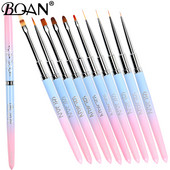 BQAN gradientas metalinis nagų šepetėlis Nagų dailės teptuko linija dažymo šepečiai Crystal Acrylic Thin Liner Piešimo rašiklis Manikiūro įrankiai UV gelis