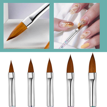 5PCS Комплект акрилни четки за нокти Добро качество Норкова четка за нокти Дървена дръжка Гел Изграждане Маникюр Рисуване на нокти Четка за рисуване