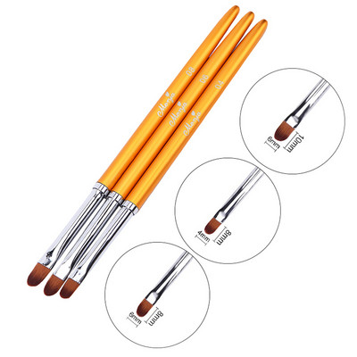 5 DB Akril körömkefe készlet Jó minőségű Nail Art Mink Brush Fa nyéllel Gél Építő Manikűr Körömrajz Festés Bélés Ecset