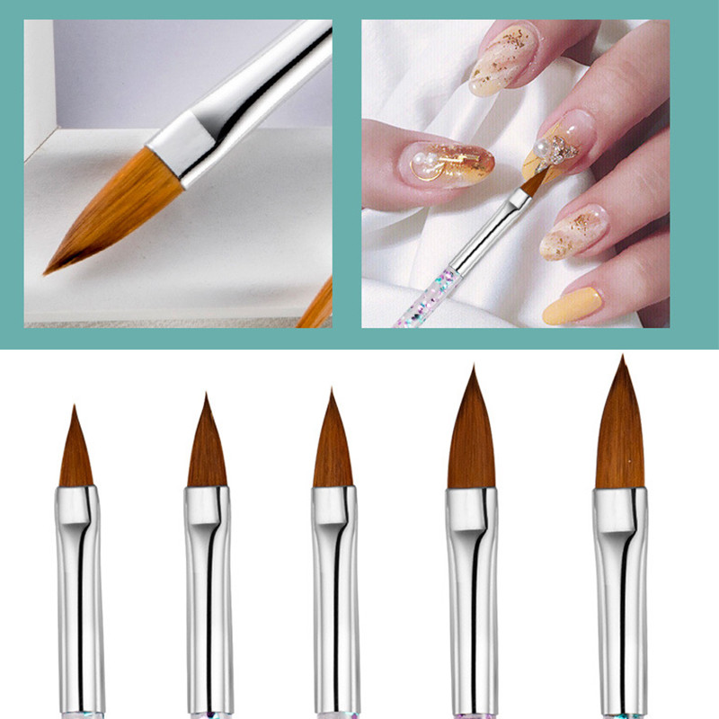 5 DB Akril körömkefe készlet Jó minőségű Nail Art Mink Brush Fa nyéllel Gél Építő Manikűr Körömrajz Festés Bélés Ecset