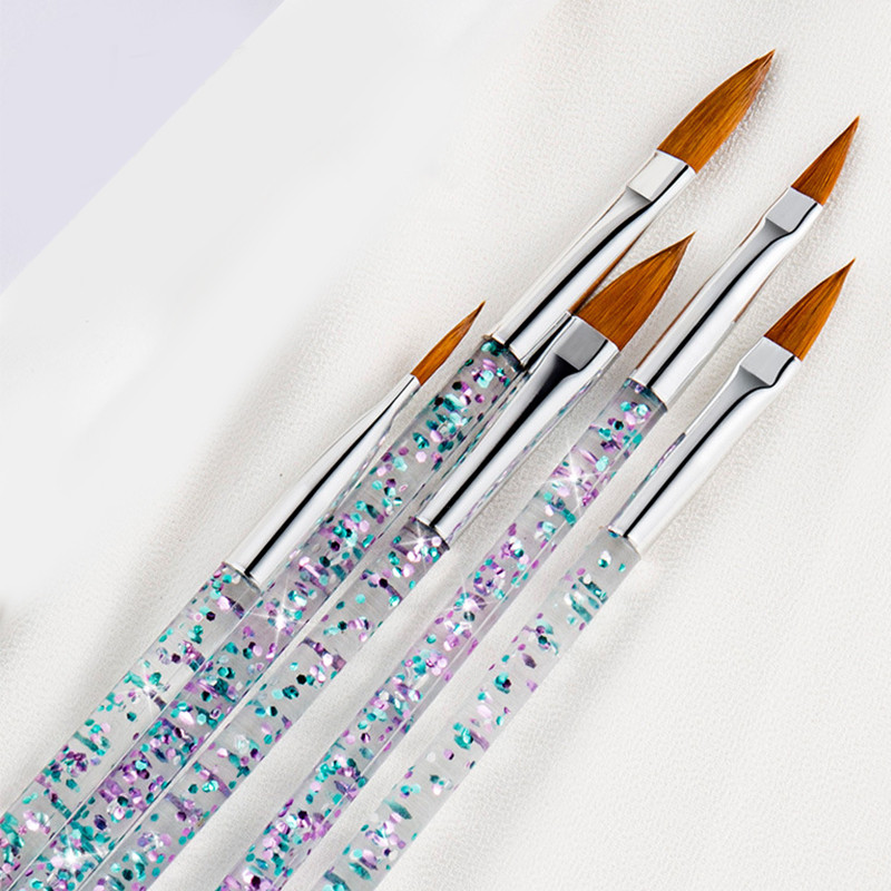 5 DB Akril körömkefe készlet Jó minőségű Nail Art Mink Brush Fa nyéllel Gél Építő Manikűr Körömrajz Festés Bélés Ecset