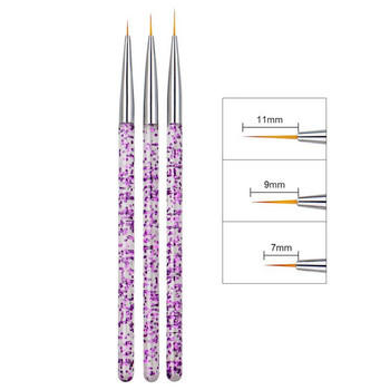 3 τμχ/σετ Nail Art LinerDrawing Ζωγραφική Στυλό για μανικιούρ 3D Tips DIY ακρυλικό UV Gel βούρτσες Σχέδιο Flower Line Grid Εργαλεία μανικιούρ