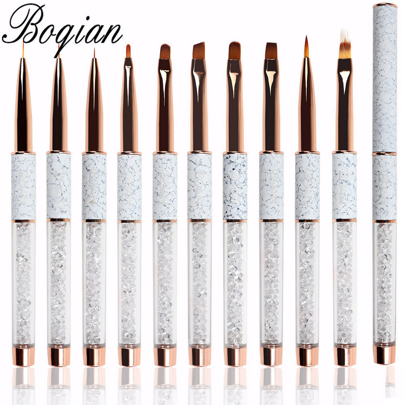 BQAN Marbled Ombre Nagų šepetėlis Gelinis šepetėlis manikiūrui UV gelio šepetėlis Nagų lakas Piešimo šepetėlis Rose Gold Polygel rush