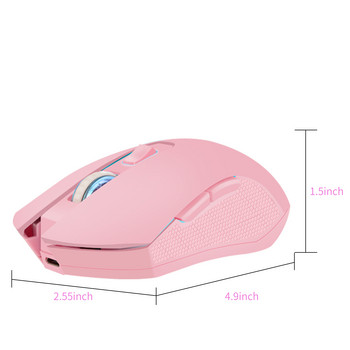 Ροζ ασύρματο ποντίκι με οπίσθιο φωτισμό Οπτικό επαναφορτιζόμενο εργονομικό Anime Sailor Colorful Mause Girl Wired Silent Gaming ποντίκια 2400DPI