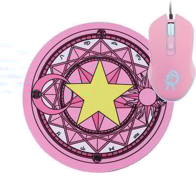 Rožinė belaidė foninio apšvietimo pelė, optinė įkraunama, ergonomiška Anime Sailor Spalvinga Mause Girl laidinė tyli žaidimų pelė 2400DPI