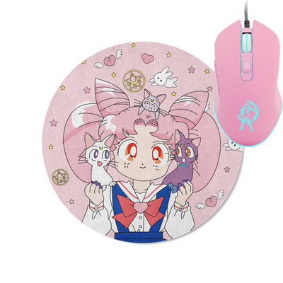 Rožinė belaidė foninio apšvietimo pelė, optinė įkraunama, ergonomiška Anime Sailor Spalvinga Mause Girl laidinė tyli žaidimų pelė 2400DPI