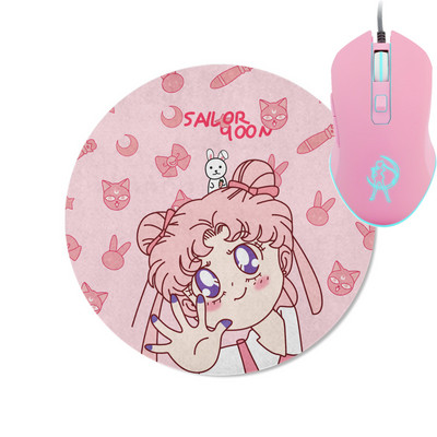 Rožinė belaidė foninio apšvietimo pelė, optinė įkraunama, ergonomiška Anime Sailor Spalvinga Mause Girl laidinė tyli žaidimų pelė 2400DPI
