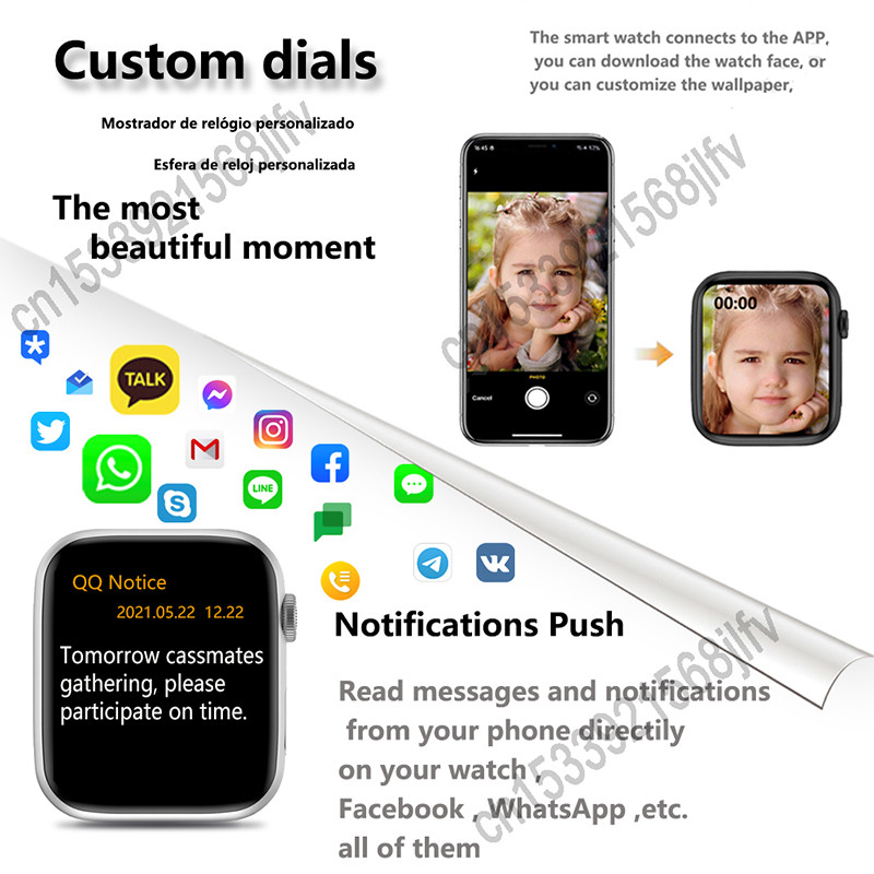 Ceas inteligent nou i8 Pro Max Apel Bluetooth Bărbați Sport Fintess SmartBand Femei Ceas personalizat Face Series 8 Ceas inteligent PK i7 Pro Max