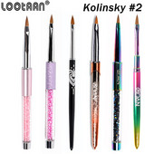 1vnt Akrilinis nagų šepetėlis Kolinsky 2# Nail Art Mink Šepečiai UV gelis Carving Pen Brush Skysta pudra "pasidaryk pats" profesionalūs manikiūro įrankiai