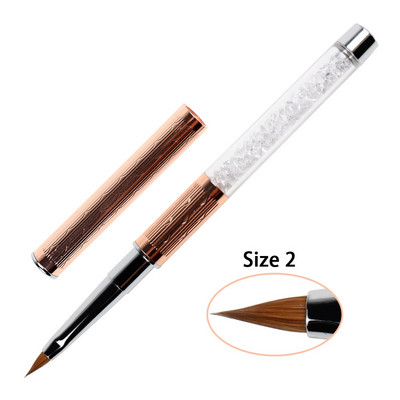1vnt Akrilinis nagų šepetėlis Kolinsky 2# Nail Art Mink Šepečiai UV gelis Carving Pen Brush Skysta pudra "pasidaryk pats" profesionalūs manikiūro įrankiai