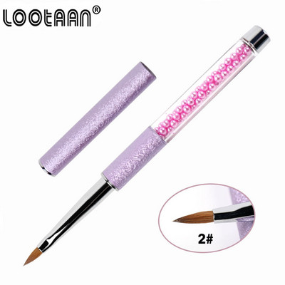 1vnt Akrilinis nagų šepetėlis Kolinsky 2# Nail Art Mink Šepečiai UV gelis Carving Pen Brush Skysta pudra "pasidaryk pats" profesionalūs manikiūro įrankiai