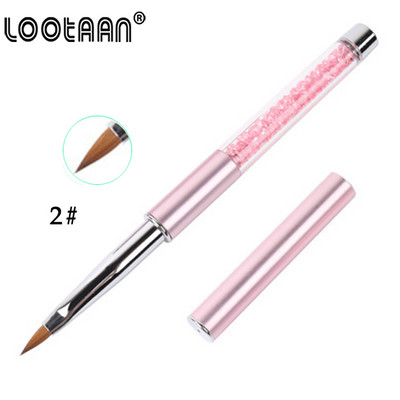 1vnt Akrilinis nagų šepetėlis Kolinsky 2# Nail Art Mink Šepečiai UV gelis Carving Pen Brush Skysta pudra "pasidaryk pats" profesionalūs manikiūro įrankiai