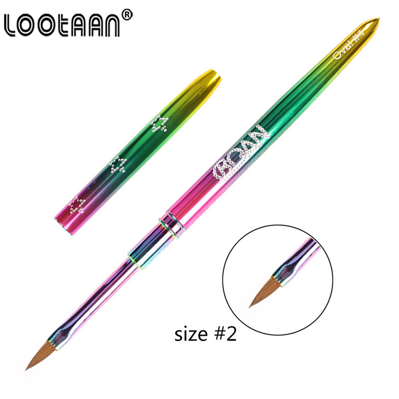 1vnt Akrilinis nagų šepetėlis Kolinsky 2# Nail Art Mink Šepečiai UV gelis Carving Pen Brush Skysta pudra "pasidaryk pats" profesionalūs manikiūro įrankiai