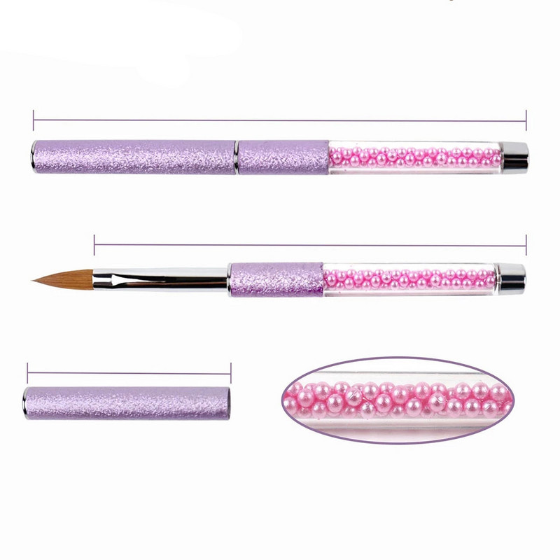 1vnt Akrilinis nagų šepetėlis Kolinsky 2# Nail Art Mink Šepečiai UV gelis Carving Pen Brush Skysta pudra "pasidaryk pats" profesionalūs manikiūro įrankiai