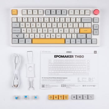 EPOMAKER TH80 PRO 75% Hot Swappable RGB 2.4Ghz/Bluetooth 5.0/Кабелна механична клавиатура MDA PBT Клавишни капачки Контрол на копчето ANSI ISO