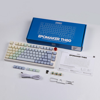 EPOMAKER TH80 PRO 75% Hot Swappable RGB 2.4Ghz/Bluetooth 5.0/Кабелна механична клавиатура MDA PBT Клавишни капачки Контрол на копчето ANSI ISO