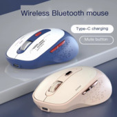Mouse de computer bluetooth fără fir de 2,4 Ghz Mouse silențios reîncărcabil tip C pentru utilizare la birou Mouse optic cu 6 butoane de 1200 dpi