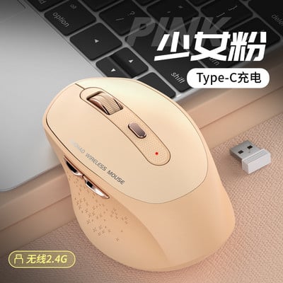 Mouse de computer bluetooth fără fir de 2,4 Ghz Mouse silențios reîncărcabil tip C pentru utilizare la birou Mouse optic cu 6 butoane de 1200 dpi